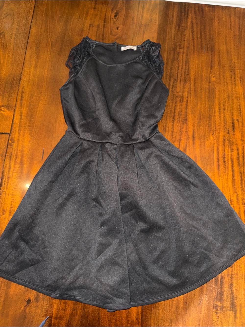 Dainty Hooligan Black Lace-Shoulder Fit & Flare Dress